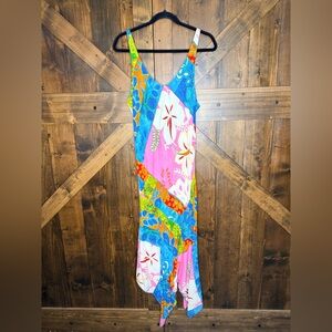 Vintage 90’s Jams World Floral Hawaiian Dress Shark Bite Hem Multicolored SZ M